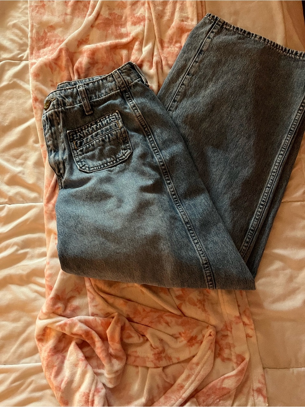 Old Navy Womens Wide Leg Jeans in Washed Blue Denim